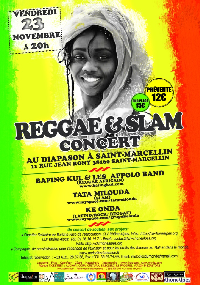 Photo concert Concert Reggae & SLAM Concert avec : Bafing KUL & the Appolo Band, TATA MILOUDA, KE ONDA Saint-Marcellin Mélodies du Monde
