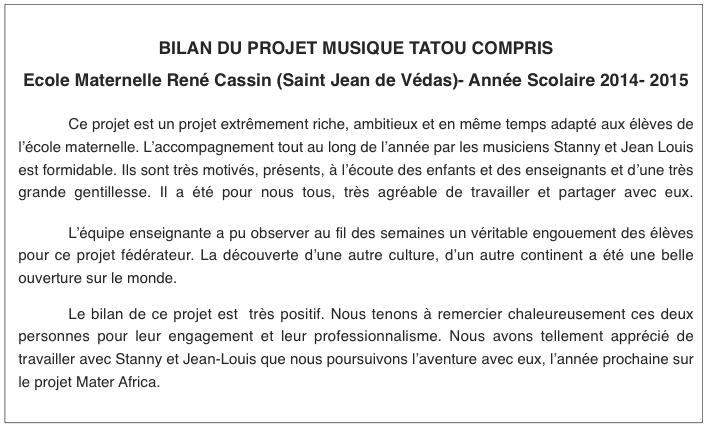 Bilan René Cassin 2014 / 2015 - Tatou Compris ?