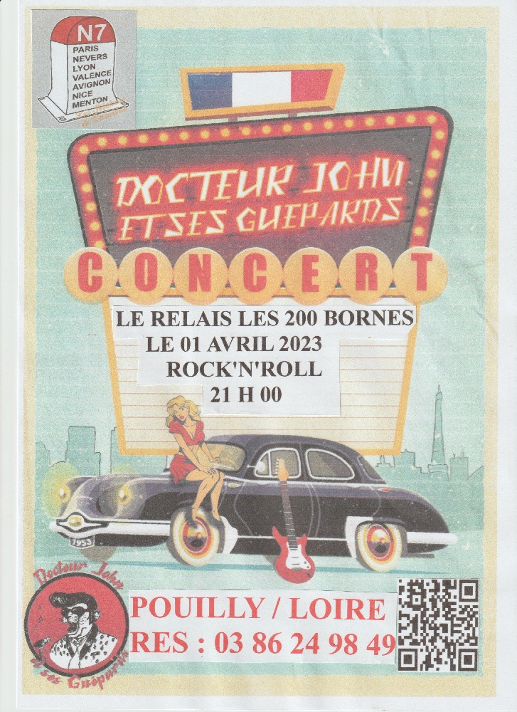 Photo concert Relais les 200 bornes RN7 Pouilly-sur-Loire Docteur John et ses Guépards