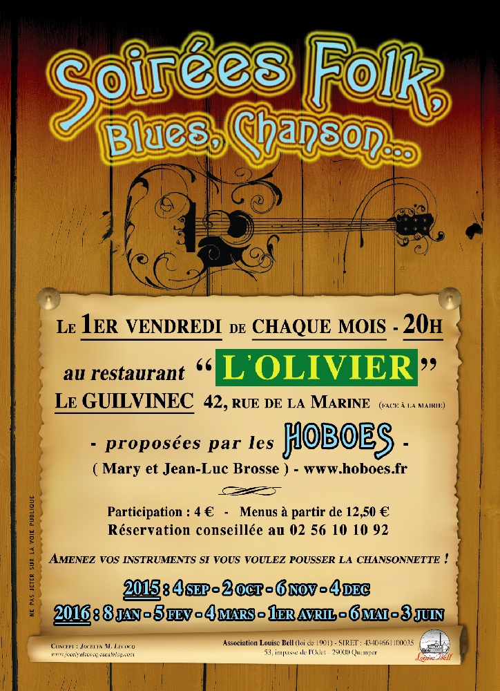Photo concert Soirée folk, blues, chanson Guilvinec Hoboes