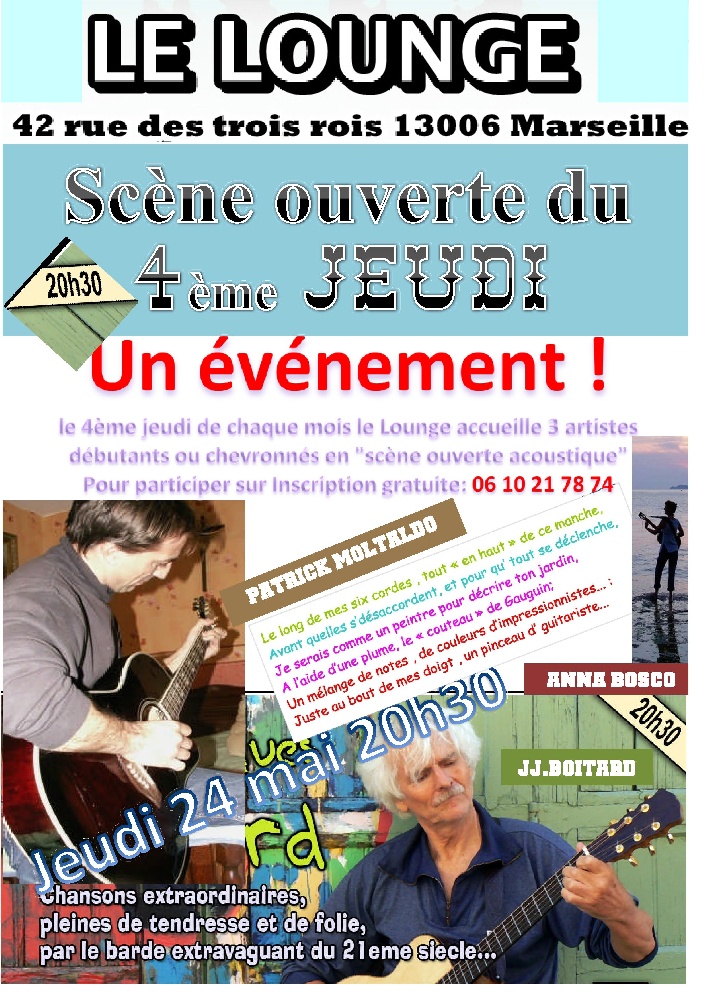 Photo concert Scène Ouverte programmée au Lounge Marseille Jean-Jacques Boitard