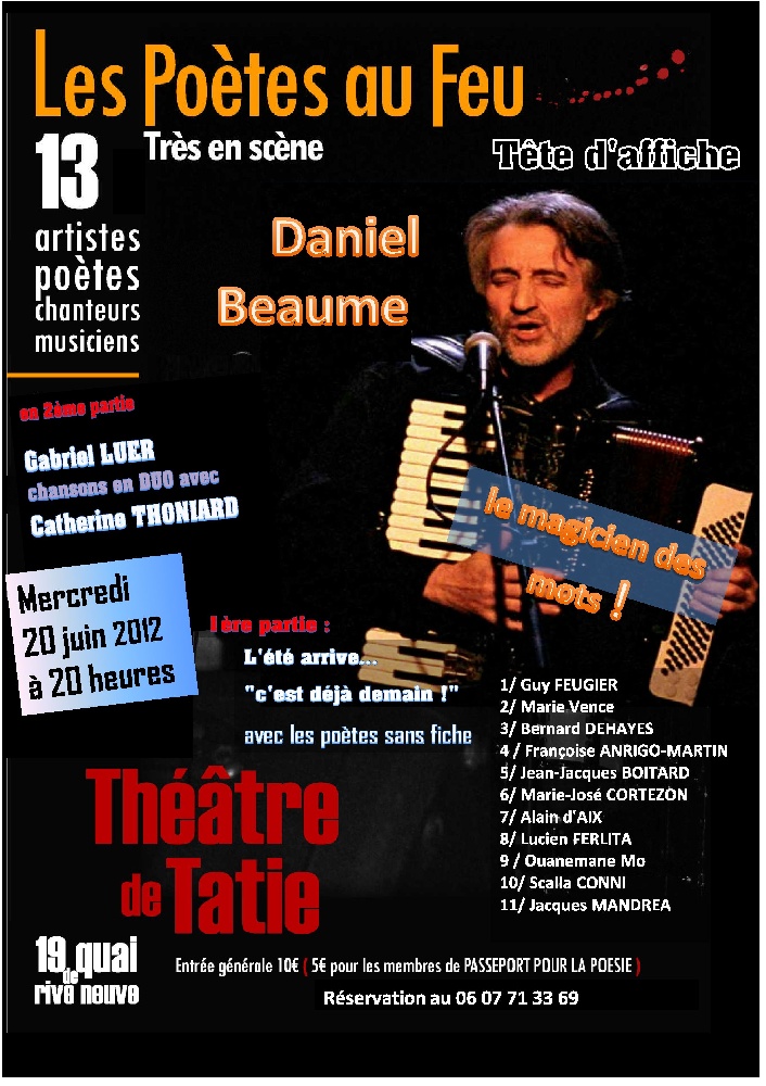 Photo concert Les Poètes au Feu au Théâtre de Tatie Marseille Jean-Jacques Boitard