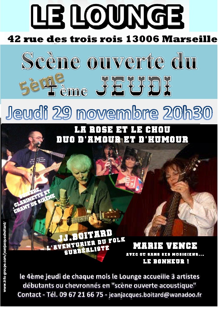 Photo concert Scène Ouverte Programmée au Lounge Marseille Jean-Jacques Boitard