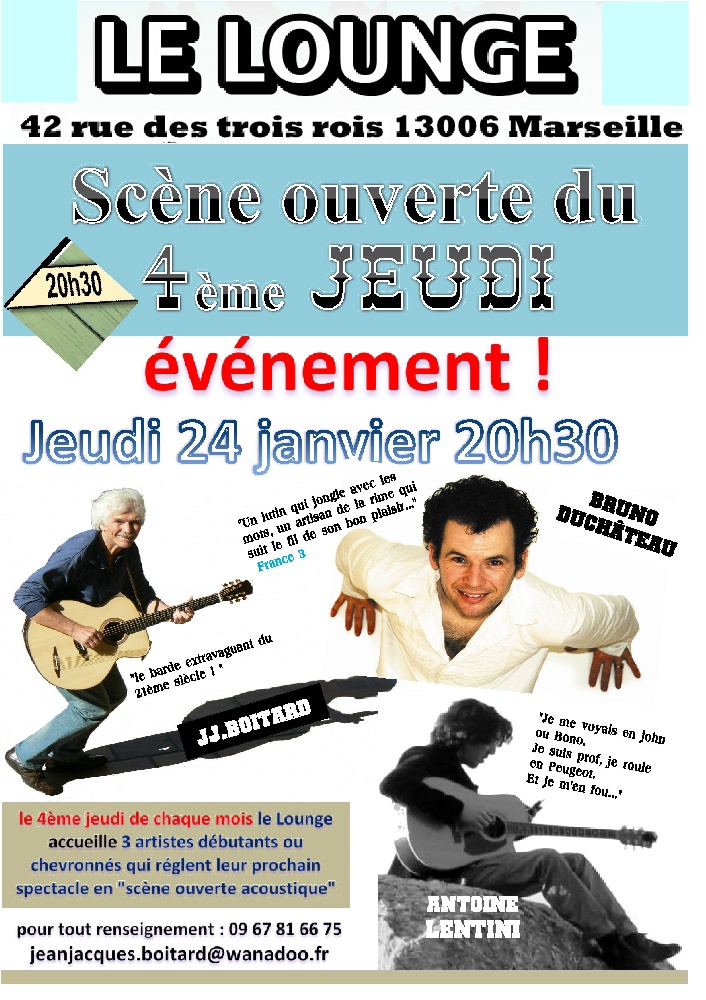 Photo concert Scène ouverte programmée au Lounge Marseille Jean-Jacques Boitard