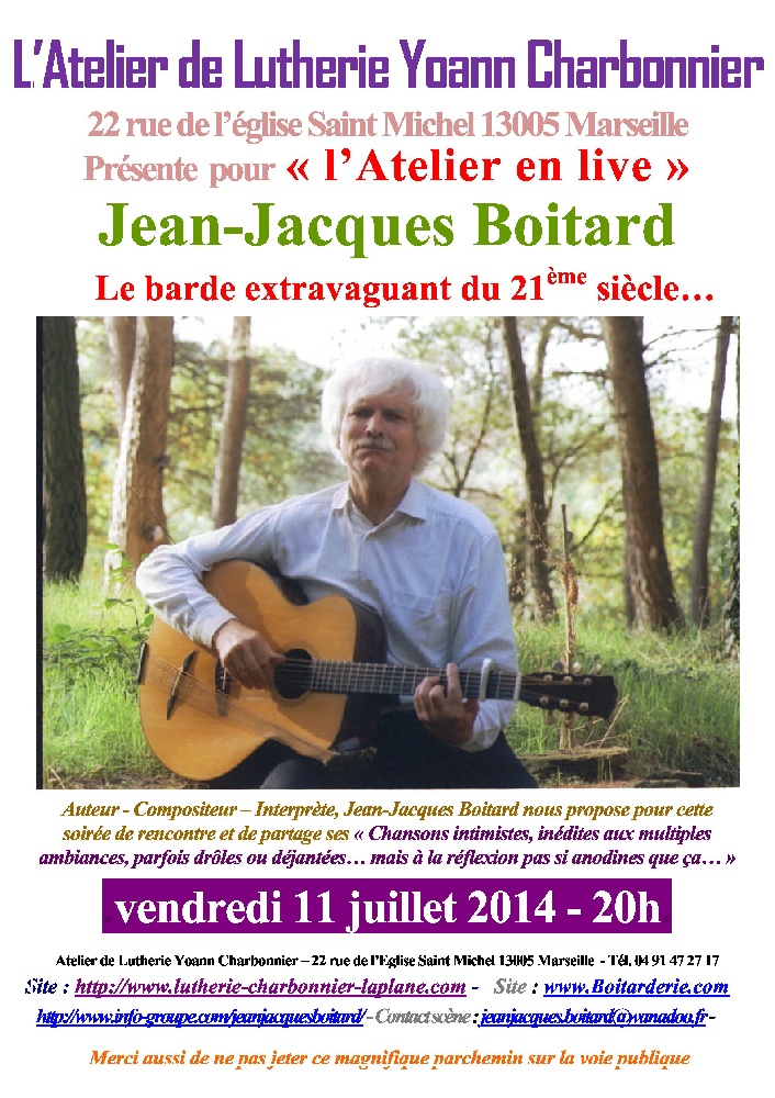Photo concert L'atelier en Live : Jean-Jacques Boitard Marseille Jean-Jacques Boitard