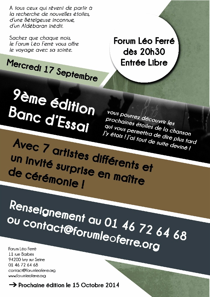 Photo concert 9ème édition de Banc d'essai du Forum Léo Ferré Ivry-sur-Seine Jean-Jacques Boitard