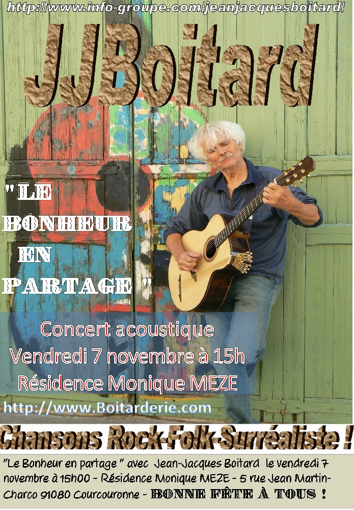 Photo concert Jean-Jacques Boitard Le bonheur en partage ! Courcouronnes Jean-Jacques Boitard