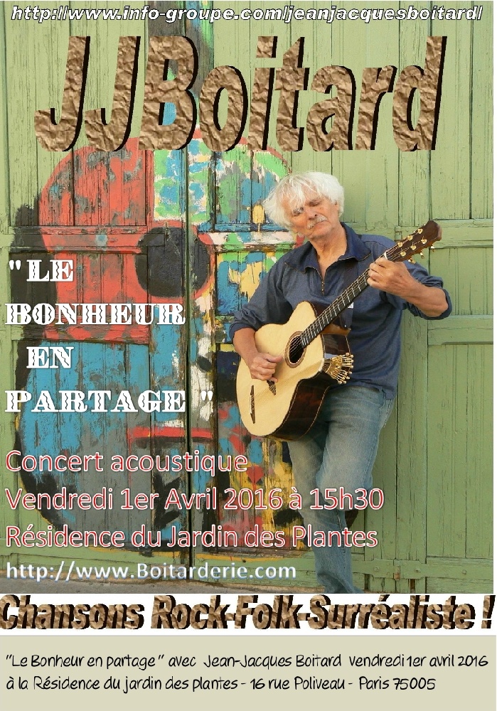 Photo concert Le Bonheur en Partage Résidence du Jardin des Plantes Paris Jean-Jacques Boitard
