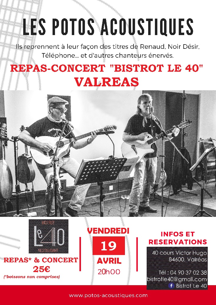 Photo concert Bistrot Le 40 Valréas Les Potos Acoustiques